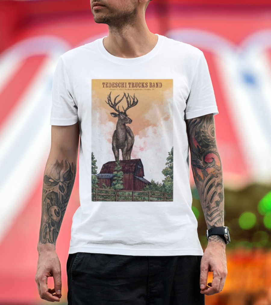 Tedeschi Trucks Band October 15 2025 FirstBank Amphitheater Franklin TN Deer On Barn T-Shirt