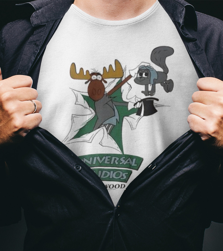 Universal Studios Hollywood Vintage 90s Moose And Squirrel Characters T-Shirt