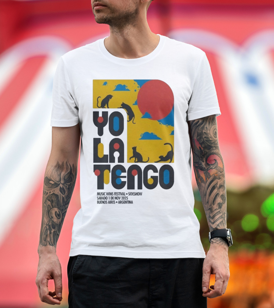 Yo La Tengo Cats And Sun Graphic 11.1.2025 Music Wins Festival Buenos Aires Argentina T-Shirt