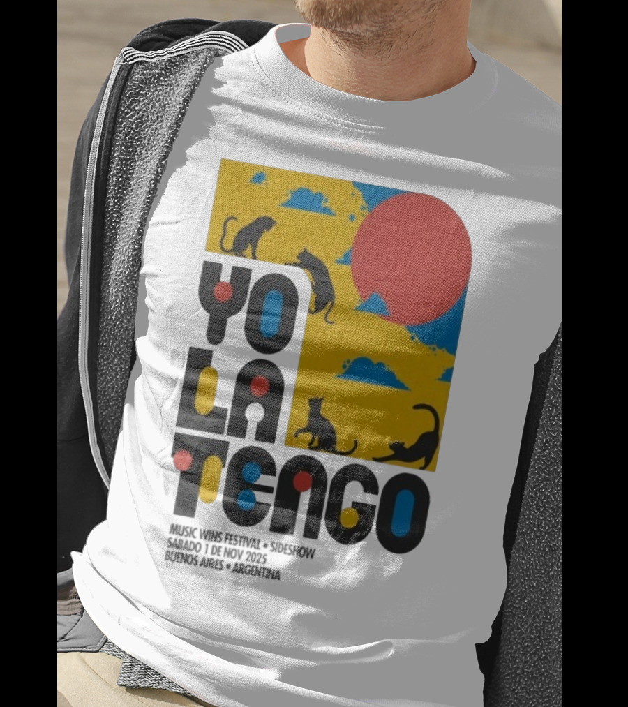 Yo La Tengo Cats And Sun Graphic 11.1.2025 Music Wins Festival Buenos Aires Argentina T-Shirt