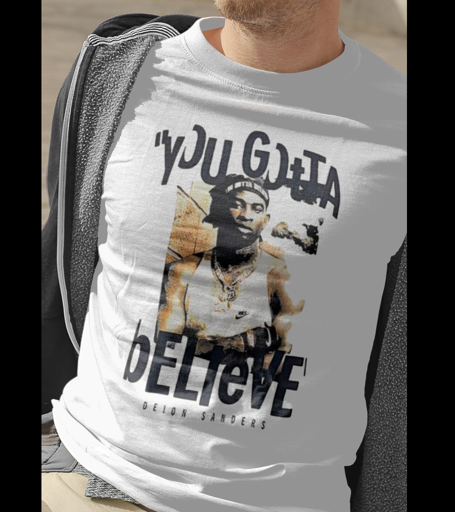 Deion Sanders You Gotta Believe Headband Athlete Image T-Shirt