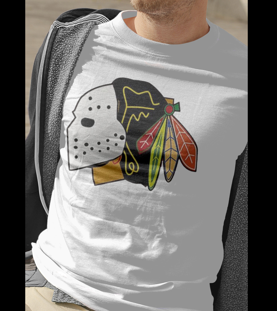 Chicago Blackhawks Hockey Mask Team Colors T-Shirt