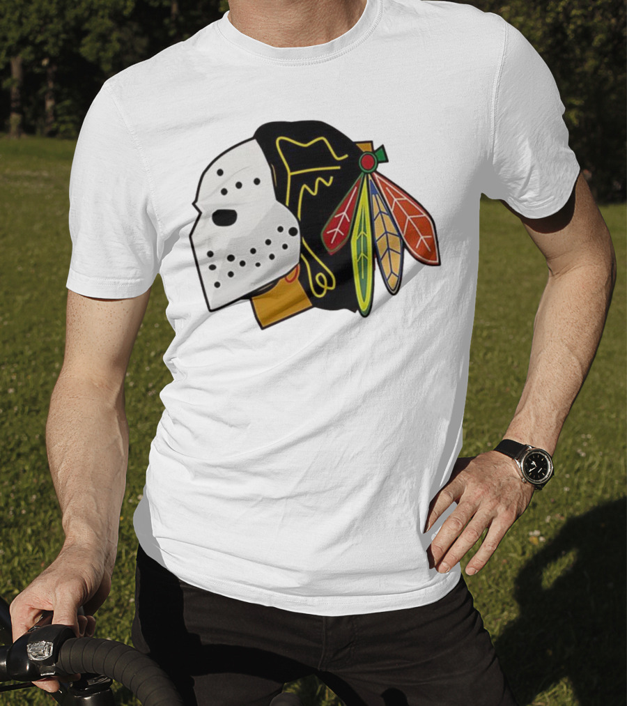 Chicago Blackhawks Hockey Mask Team Colors T-Shirt
