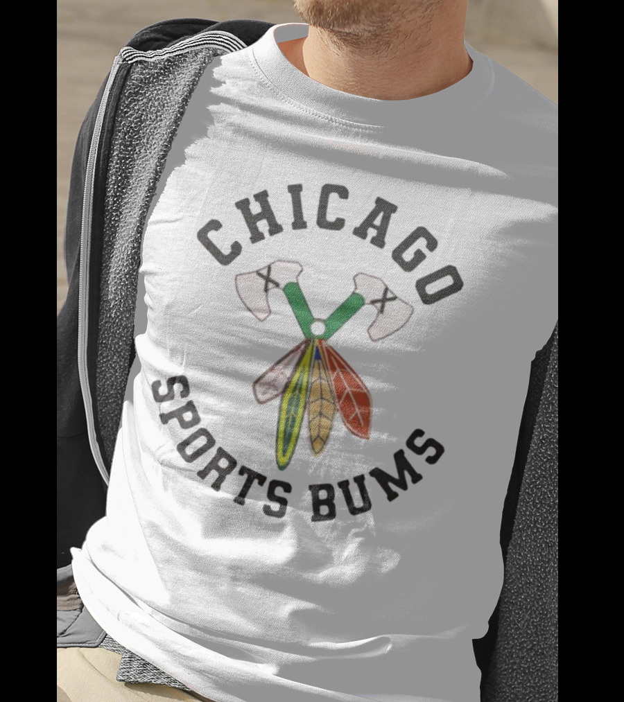 Chicago Sports Bums Hockey Axes Feathers Design T-Shirt