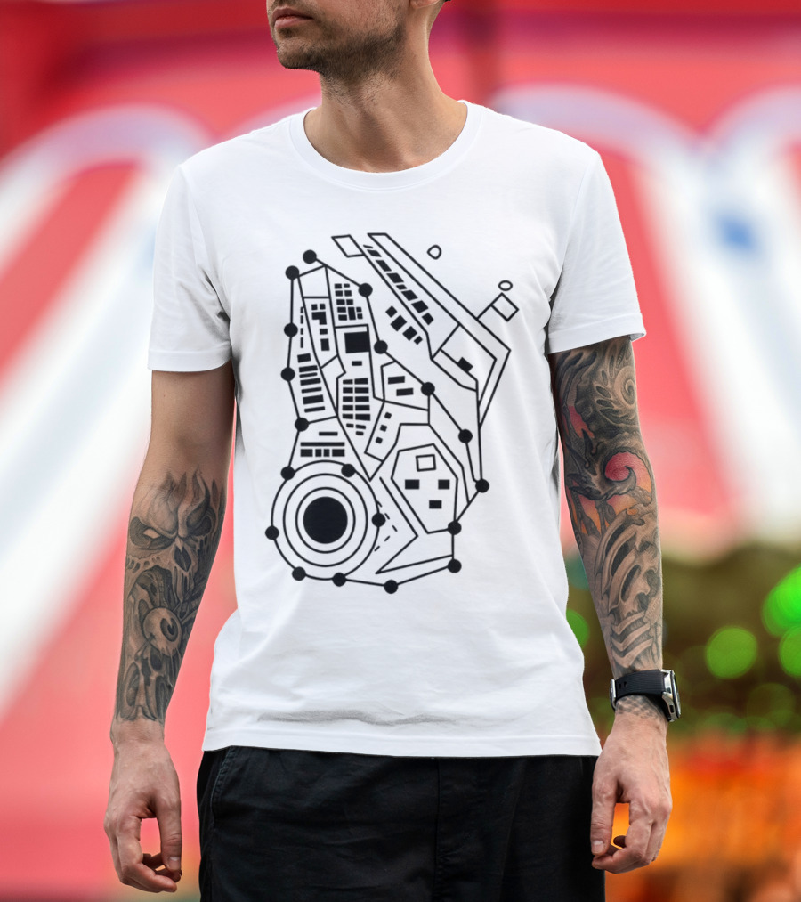 Circuit Board Pattern Tech-Inspired Circuitry T-Shirt