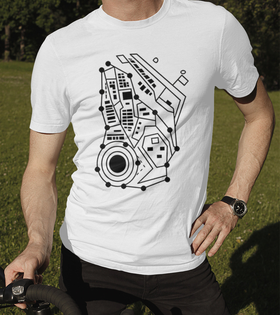 Circuit Board Pattern Tech-Inspired Circuitry T-Shirt