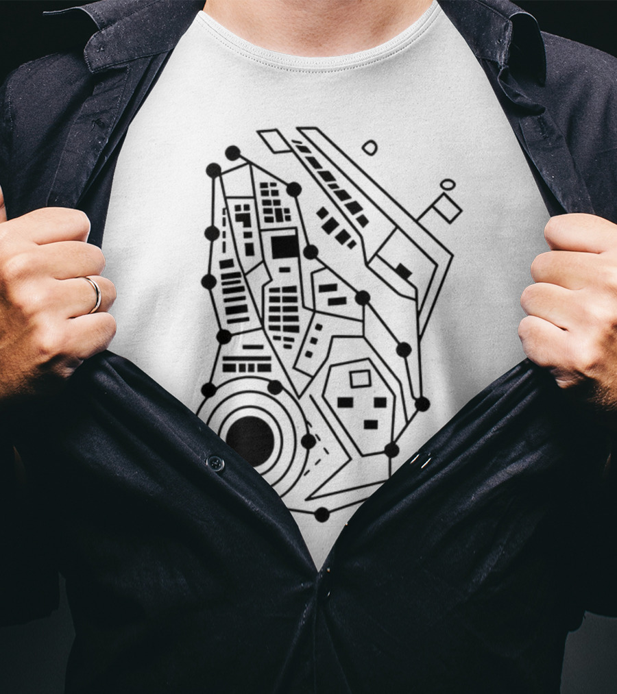 Circuit Board Pattern Tech-Inspired Circuitry T-Shirt