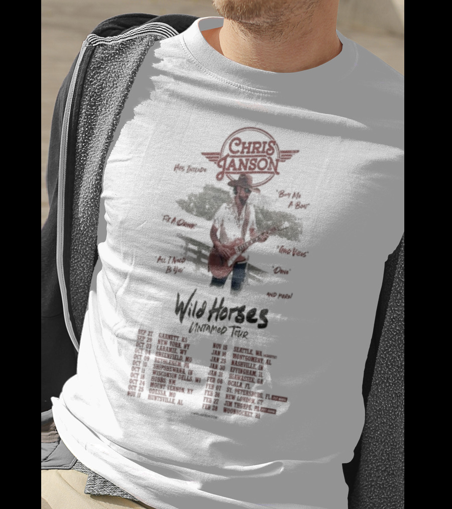 Chris Janson 2025-2026 Wild Horses Untamed Tour Dates T-Shirt