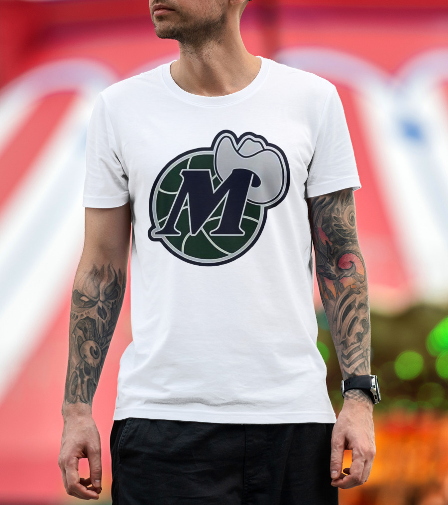 Dallas Mavericks M With Cowboy Hat And Basketball Icon T-Shirt