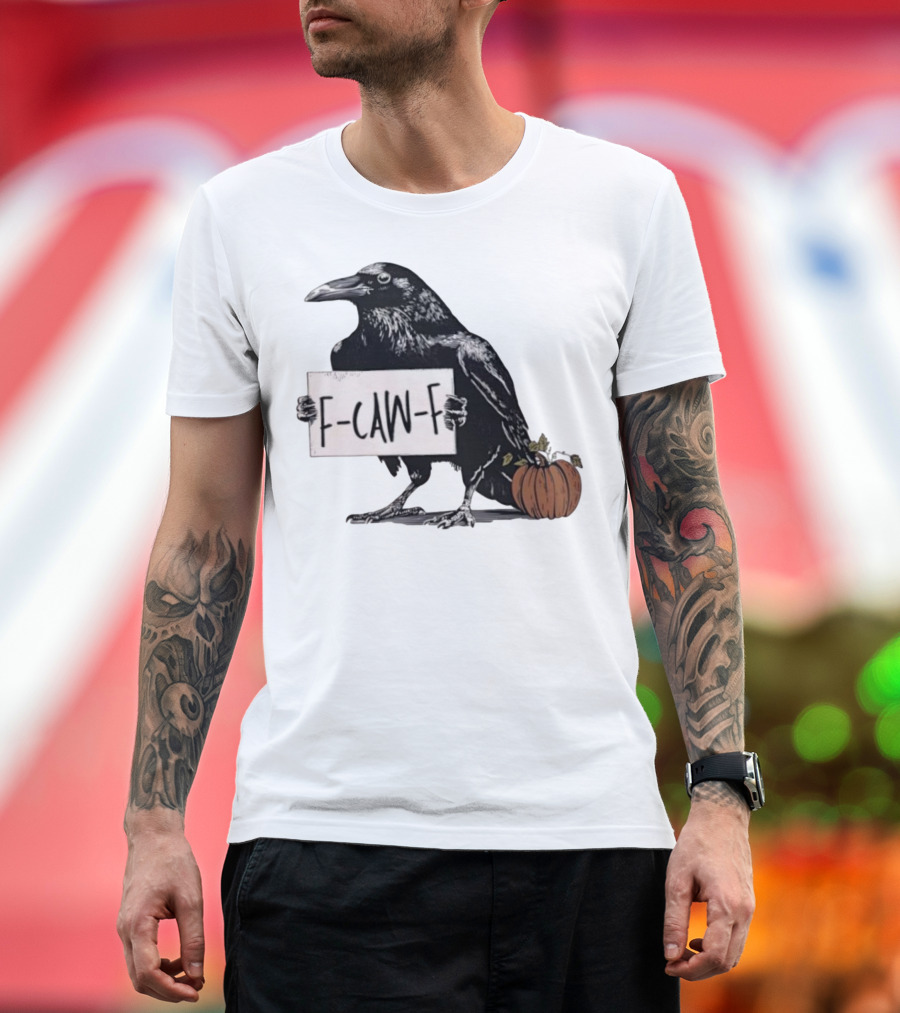 F Caw F Anti Fascism Crow Halloween Raven Pumpkin T-Shirt