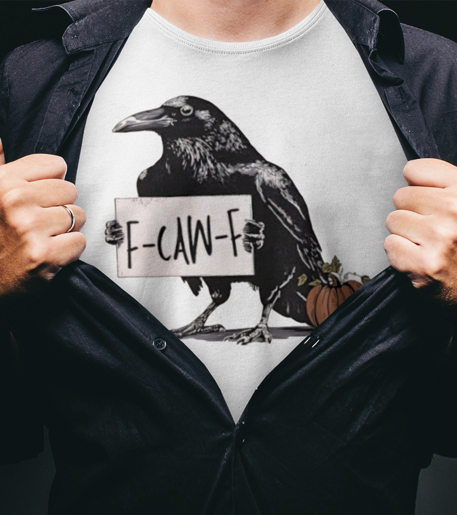 F Caw F Anti Fascism Crow Halloween Raven Pumpkin T-Shirt