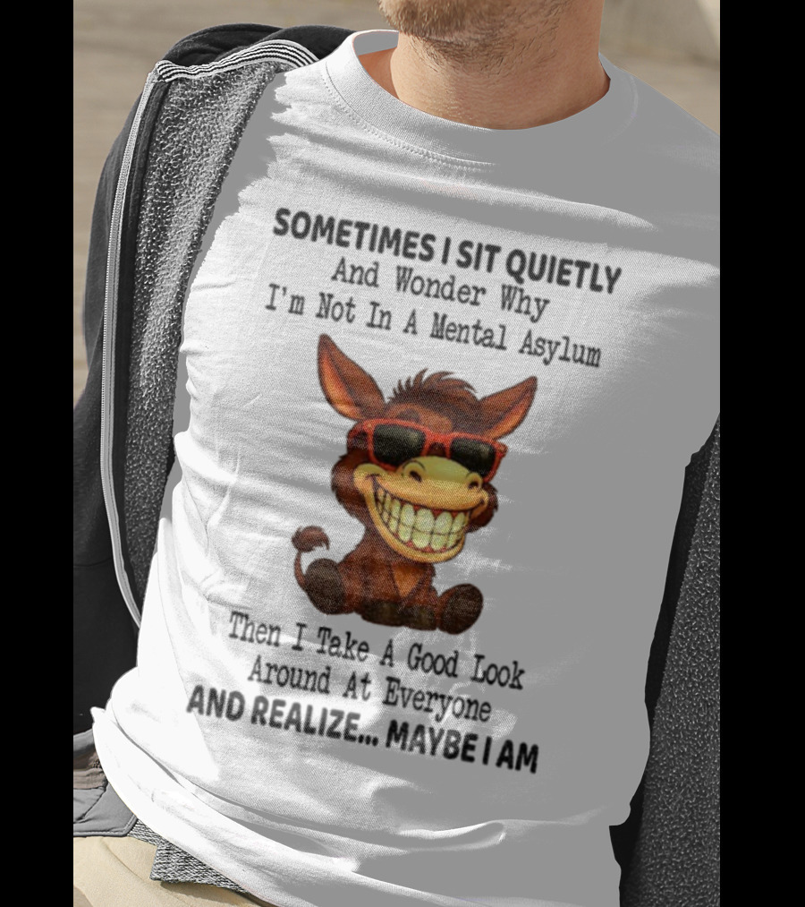 Sometimes I Sit Quietly And Wonder Why I'm Not In A Mental Asylum Then I Take A Good Look Around At Everyone And Realize Maybe I Am Donkey Meme T-Shirt