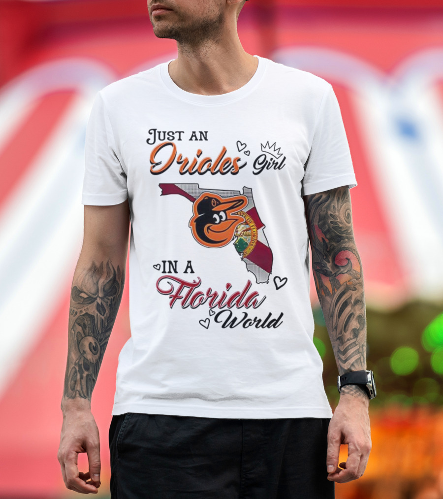 Baltimore Orioles Fan In Florida With State Flag And Mascot T-Shirt