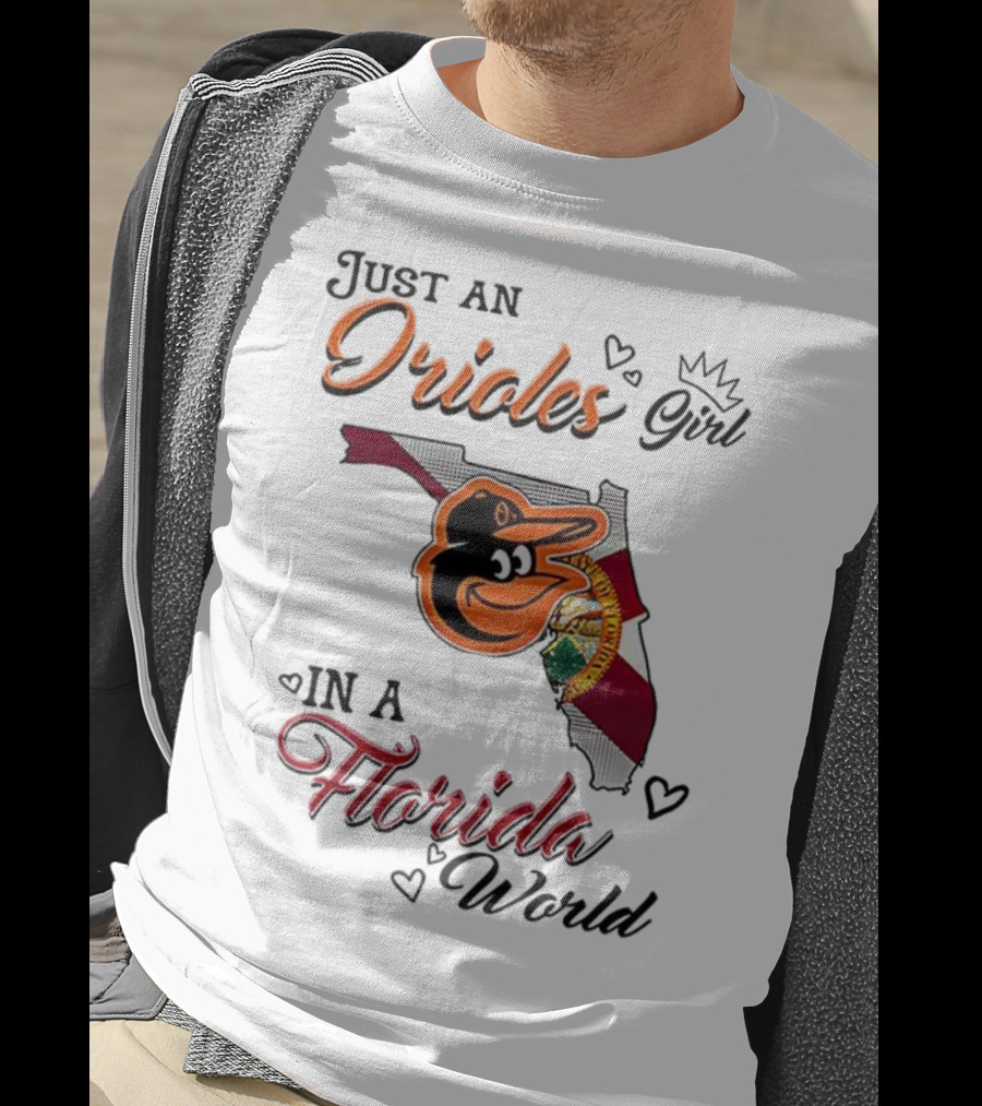 Baltimore Orioles Fan In Florida With State Flag And Mascot T-Shirt