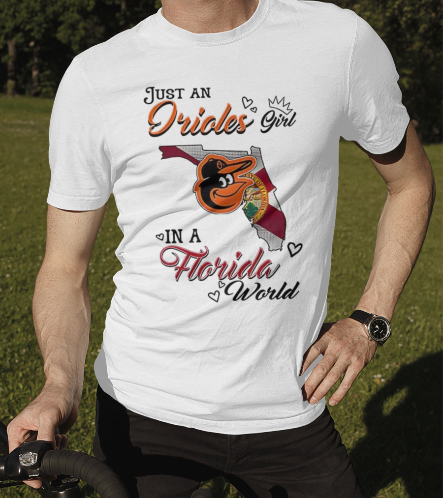 Baltimore Orioles Fan In Florida With State Flag And Mascot T-Shirt