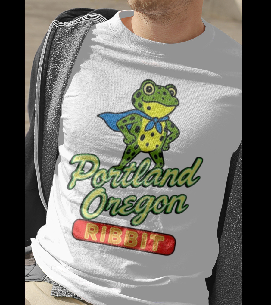 Portland Oregon Ribbit Frog Superhero Retro Style T-Shirt