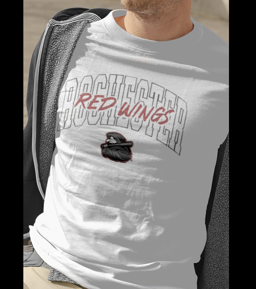 Rochester Red Wings Baseball Team Bold Red Wings Text And Logo T-Shirt