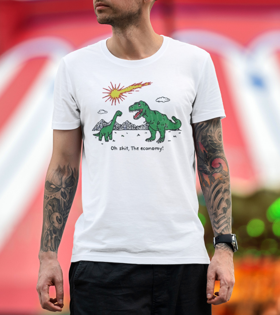 T-rex And Apatosaurus Meteor Impact Oh Shit The Economy T-Shirt