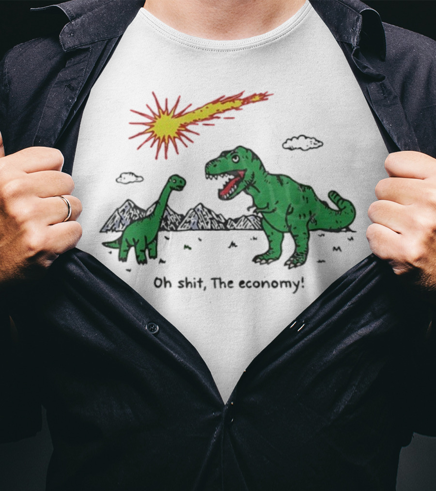 T-rex And Apatosaurus Meteor Impact Oh Shit The Economy T-Shirt