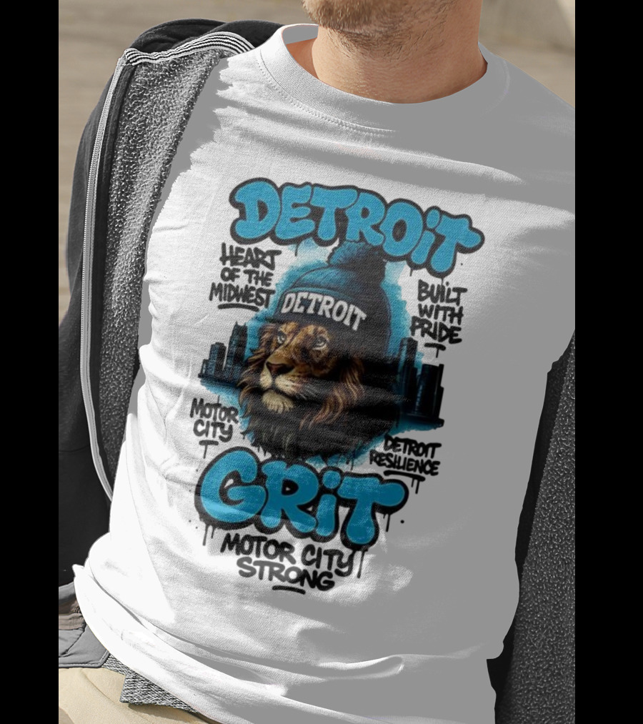 Detroit Grit Motor City Resilience Heart Of The Midwest Bullet With Pride Strong Skyline T-Shirt