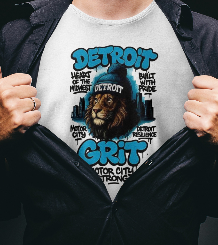 Detroit Grit Motor City Resilience Heart Of The Midwest Bullet With Pride Strong Skyline T-Shirt