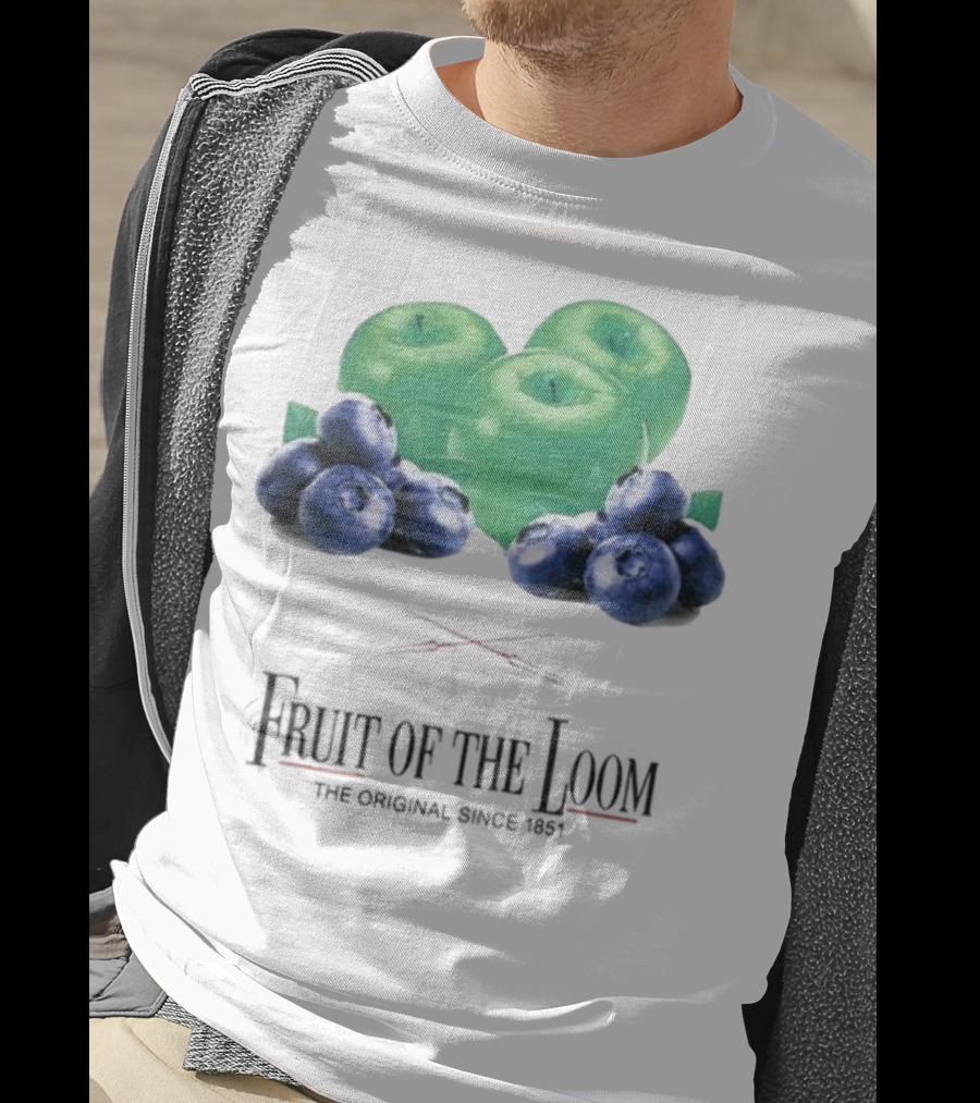 Fruit Of The Loom Original Since 1851 Green Apples Blueberries T-Shirt