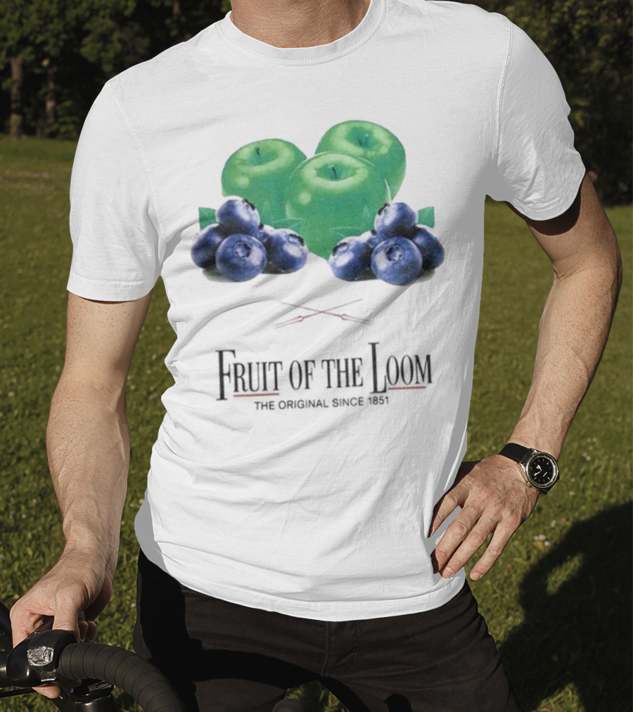 Fruit Of The Loom Original Since 1851 Green Apples Blueberries T-Shirt