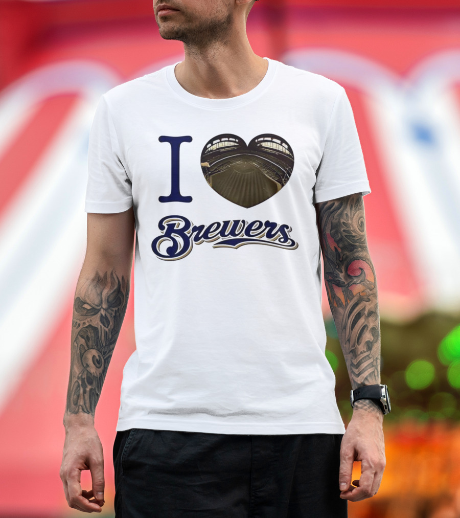 I Love Brewers Heart Stadium Milwaukee MLB T-Shirt