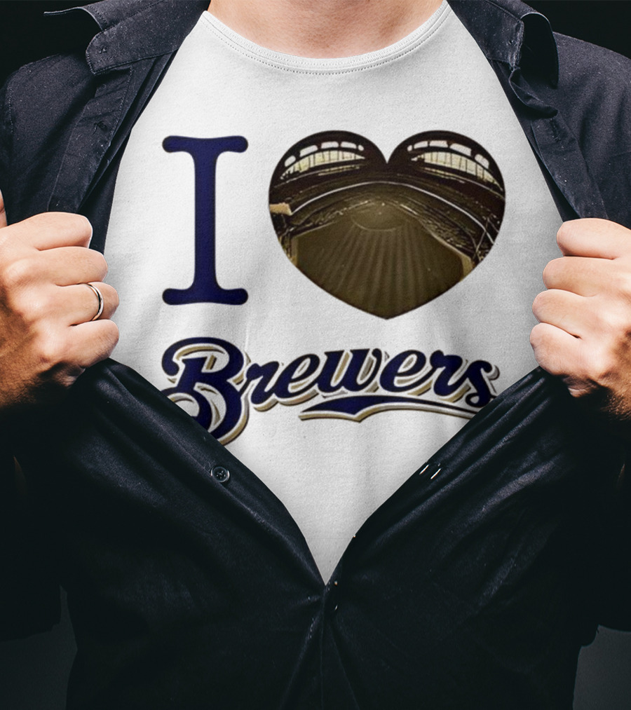 I Love Brewers Heart Stadium Milwaukee MLB T-Shirt