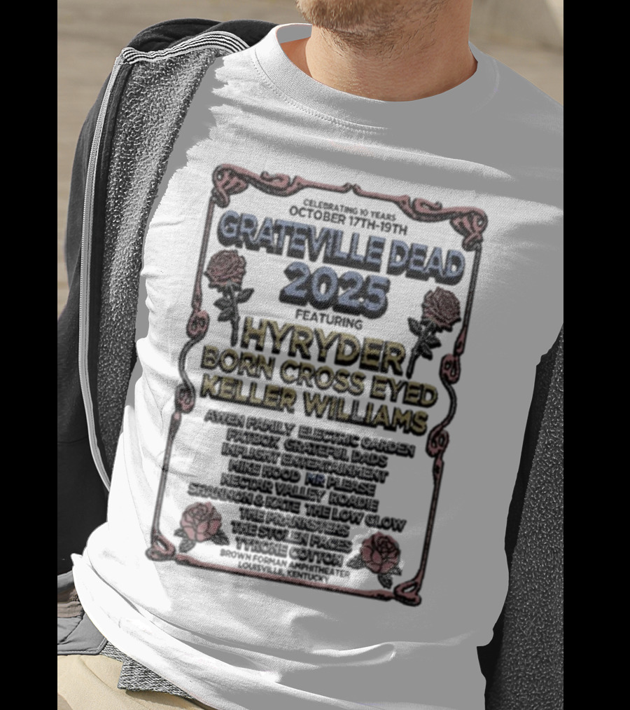 Grateville Dead 2025 Hyrÿder Born Cross Eyed Keller Williams Brown Forman Amphitheater Oct 17-19 T-Shirt