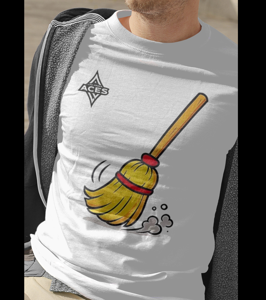 Las Vegas Aces Broom 2025 Championship Victory Sweep T-Shirt