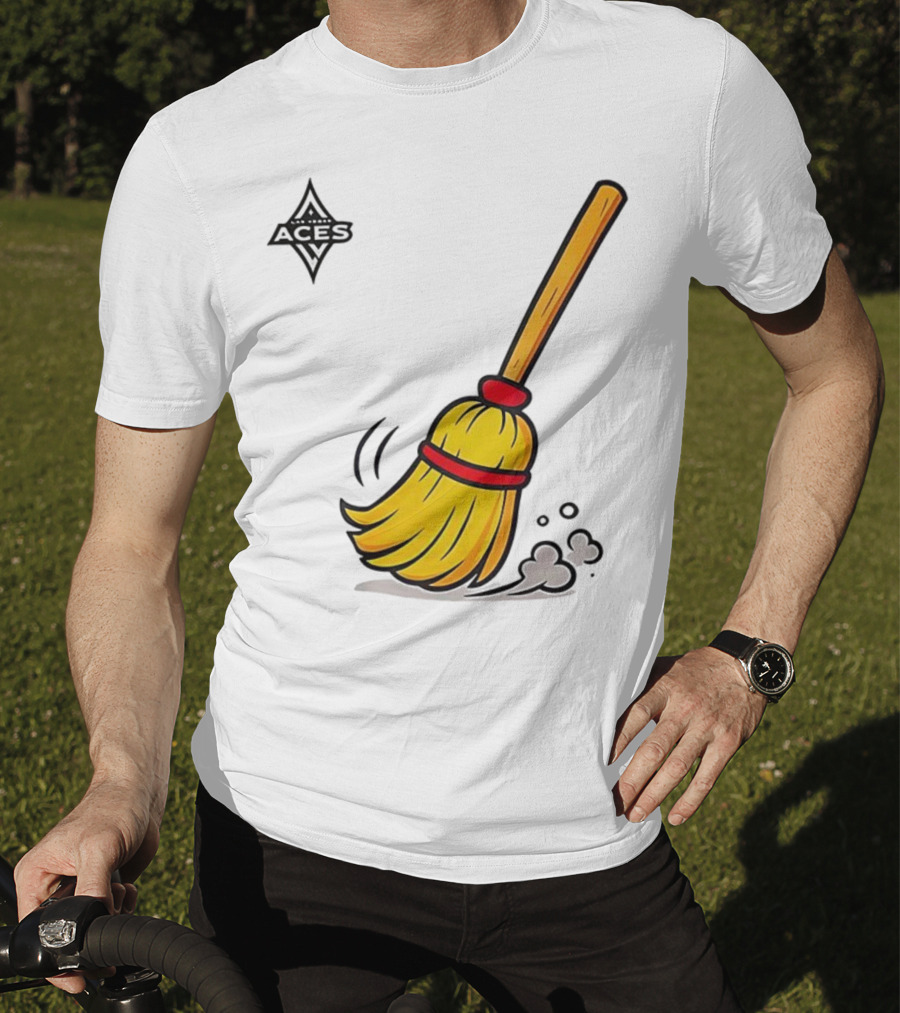 Las Vegas Aces Broom 2025 Championship Victory Sweep T-Shirt