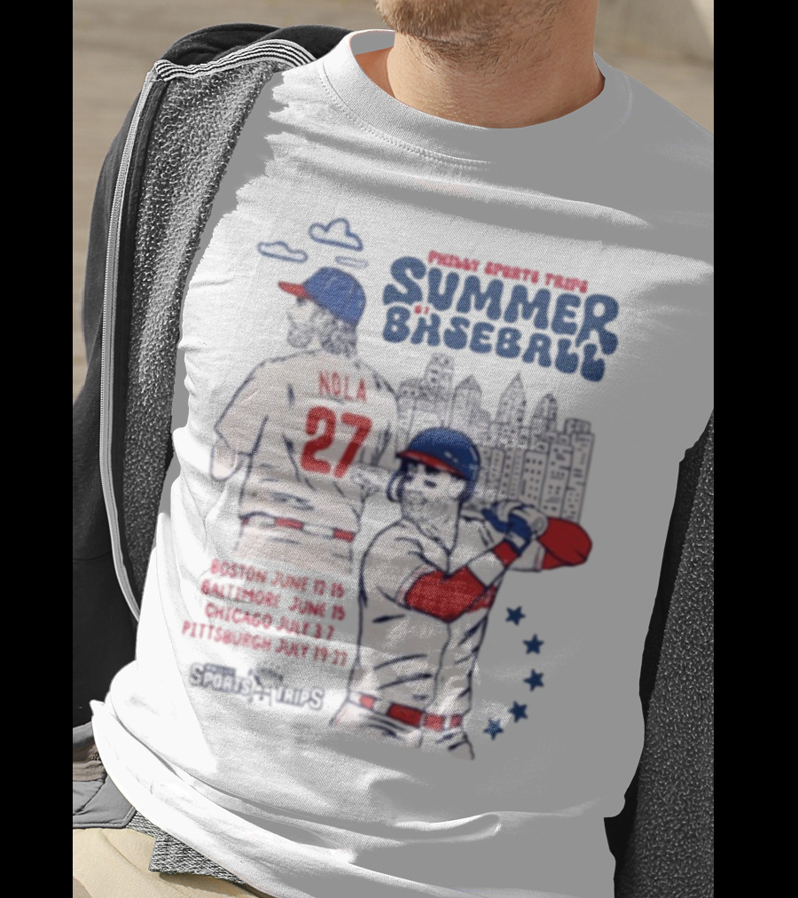 Philadelphia Phillies Aaron Nola Summer Baseball City Skyline T-Shirt