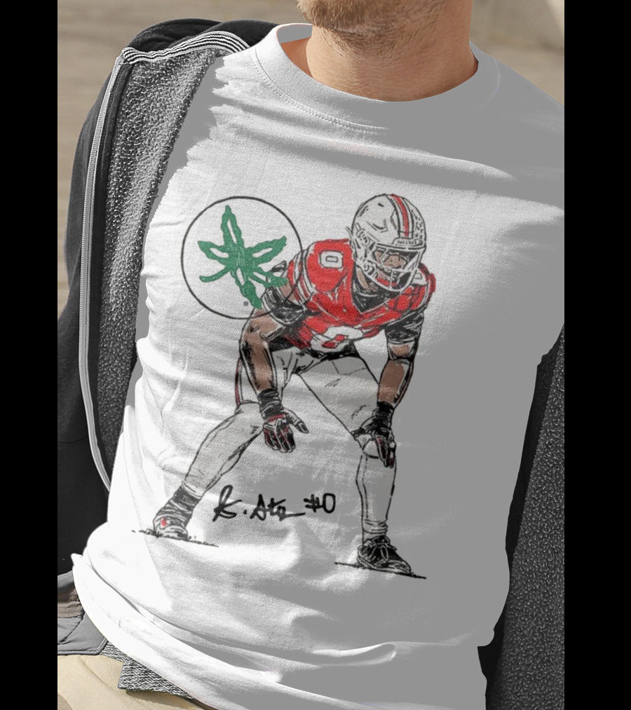 Sonny Styles Ohio State Buckeyes Football Number 0 Player With Signature And Leaf Symbol T-Shirt