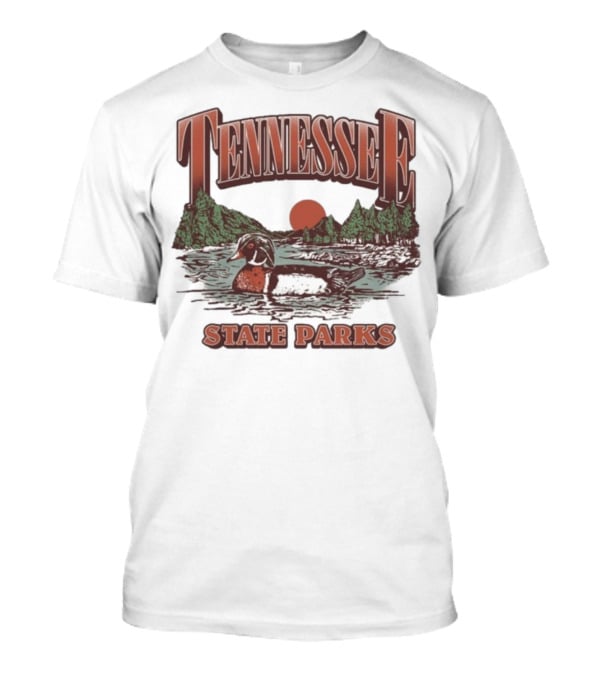 Tennessee State Parks Wood Duck With Scenic Forest And River Scene T-Shirt