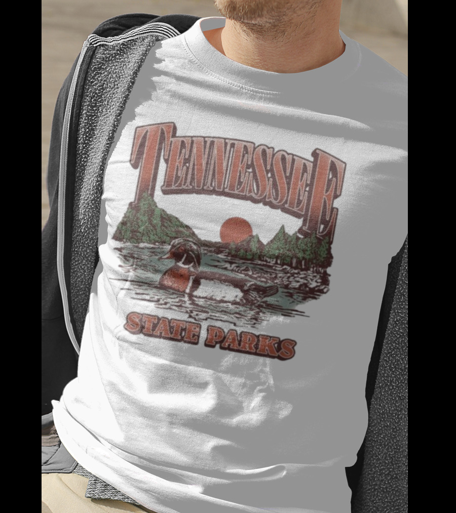 Tennessee State Parks Wood Duck With Scenic Forest And River Scene T-Shirt
