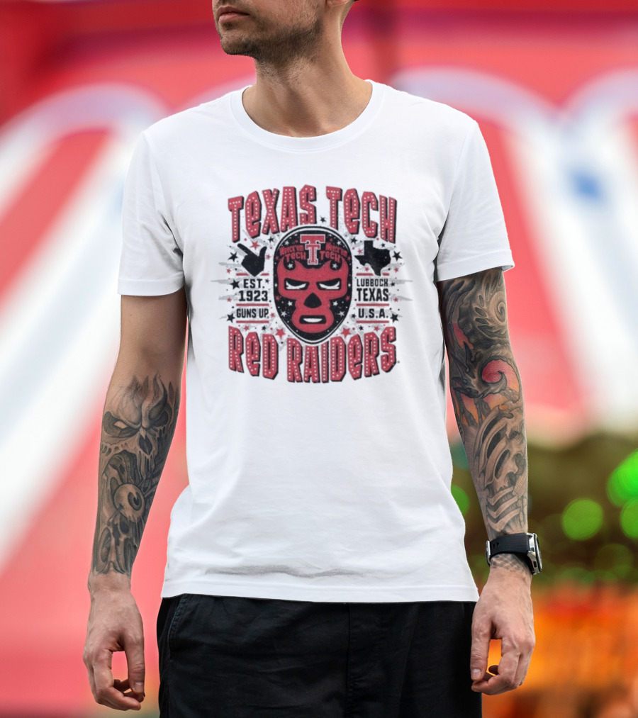 Texas Tech Red Raiders Lubbock Texas USA Luchador Mask Guns Up Est 1923 Iconic Symbol T-Shirt