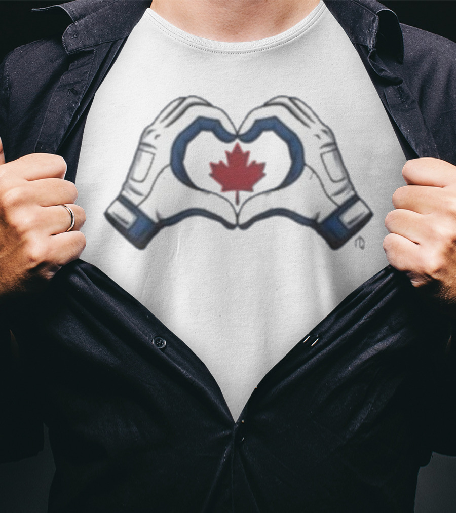 Toronto Blue Jays Canada Heart Symbol With Maple Leaf And Gloves T-Shirt
