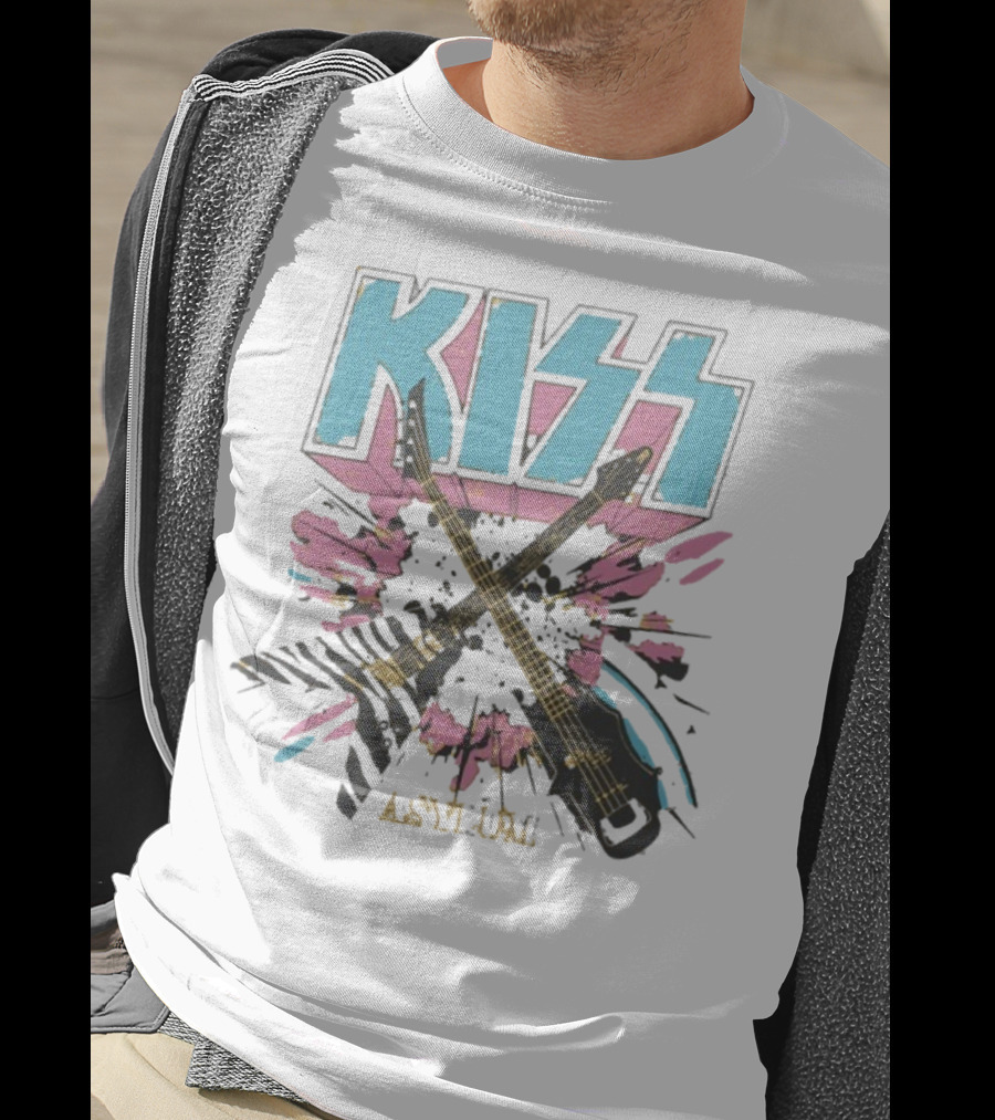Kiss Asylum Crossed Guitars Burst Design T-Shirt