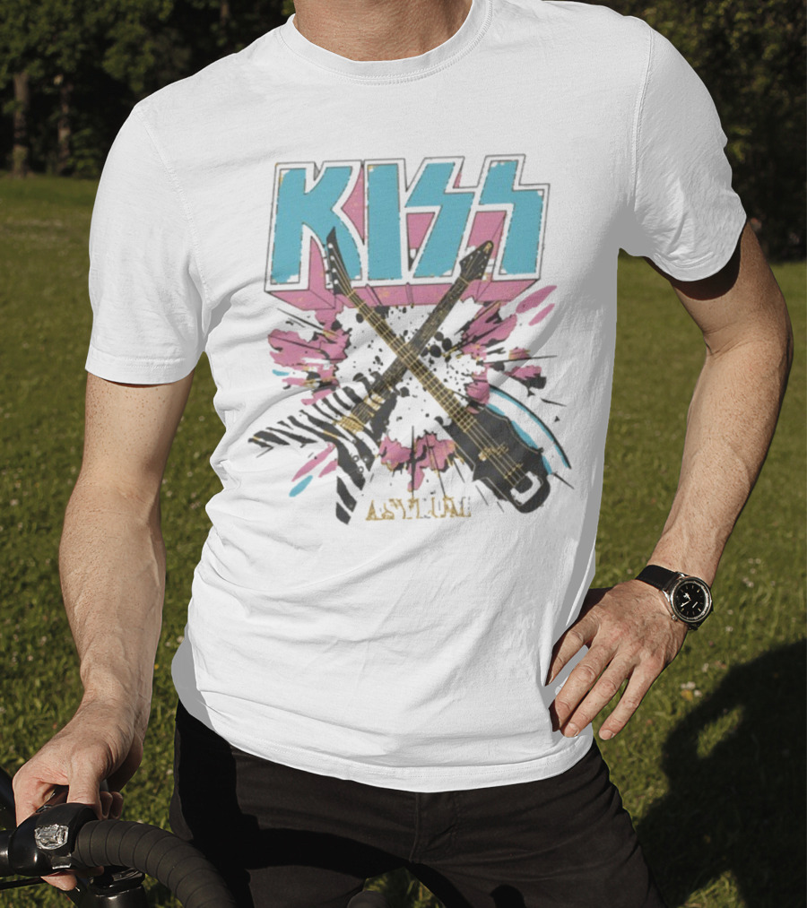 Kiss Asylum Crossed Guitars Burst Design T-Shirt