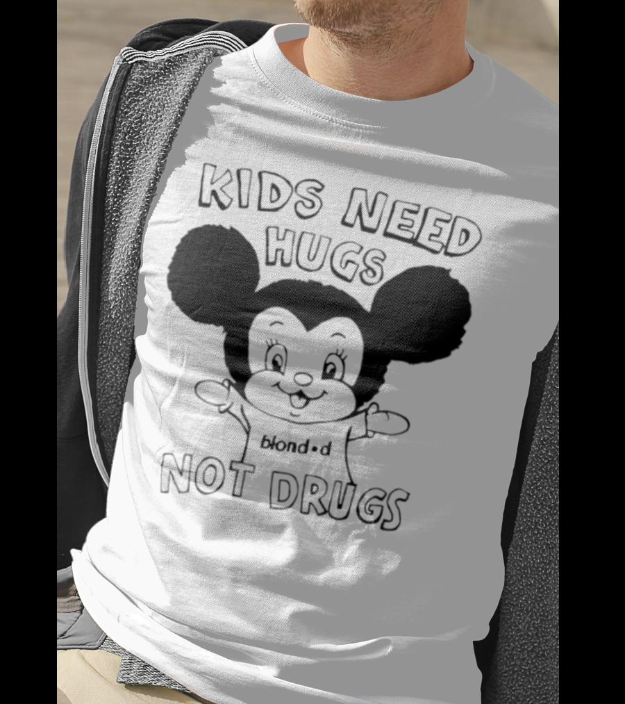 Kids Need Hugs Not Drugs Mouse Ears Cartoon Style T-Shirt