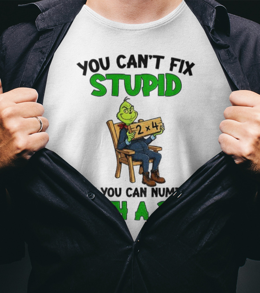 Grinch You Can’t Fix Stupid Numb It With A 2x4 Christmas T-Shirt