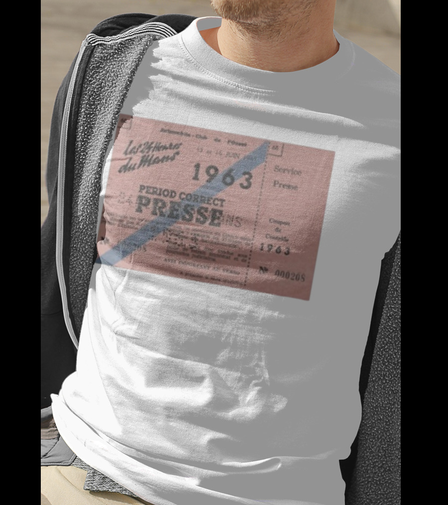 Period Correct 24 Heures Du Mans Presse Ticket 1963 15 Et 16 Juin 1969 Service Presse Automobiles Club De L'Ouest T-Shirt