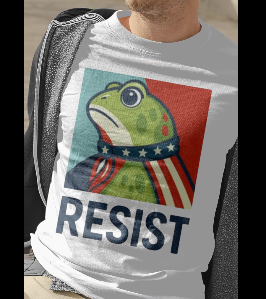 Resist Portland Frog Patriotic Stars And Stripes Retro Art T-Shirt