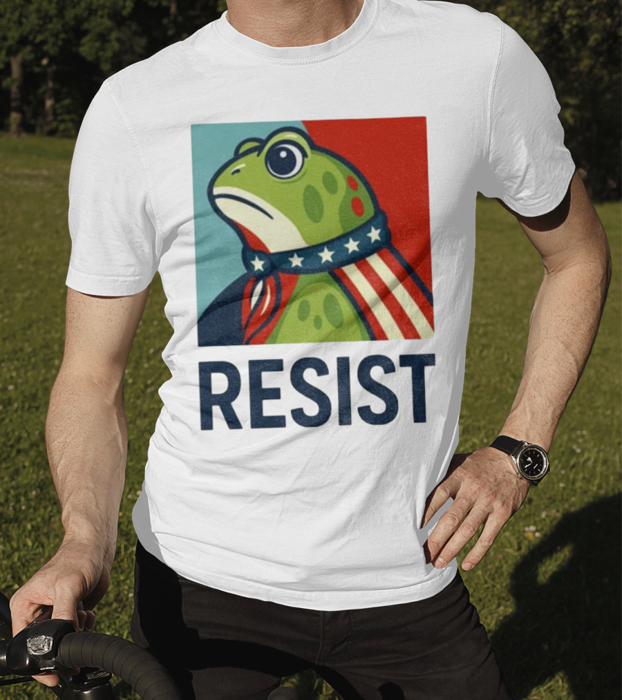 Resist Portland Frog Patriotic Stars And Stripes Retro Art T-Shirt