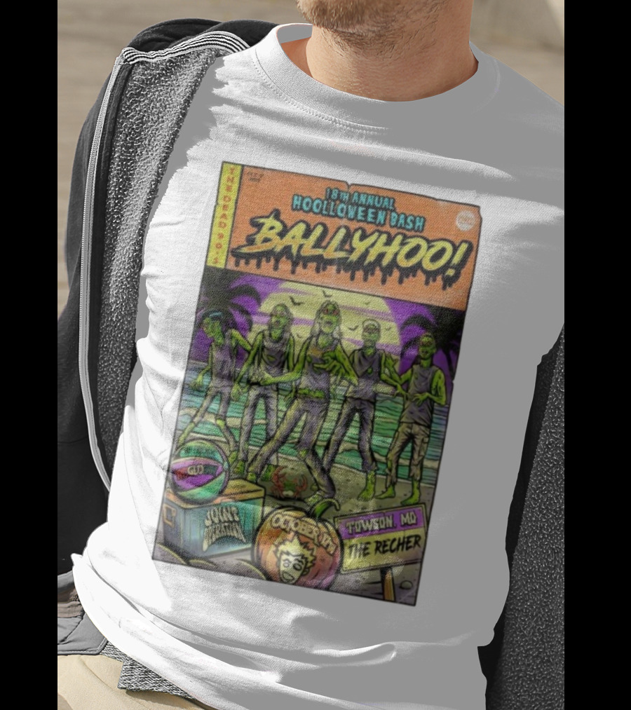 18th Annual Hoolloween Bash Ballyhoo October 17 2025 The Recher Towson MD Palm Trees Zombies T-Shirt