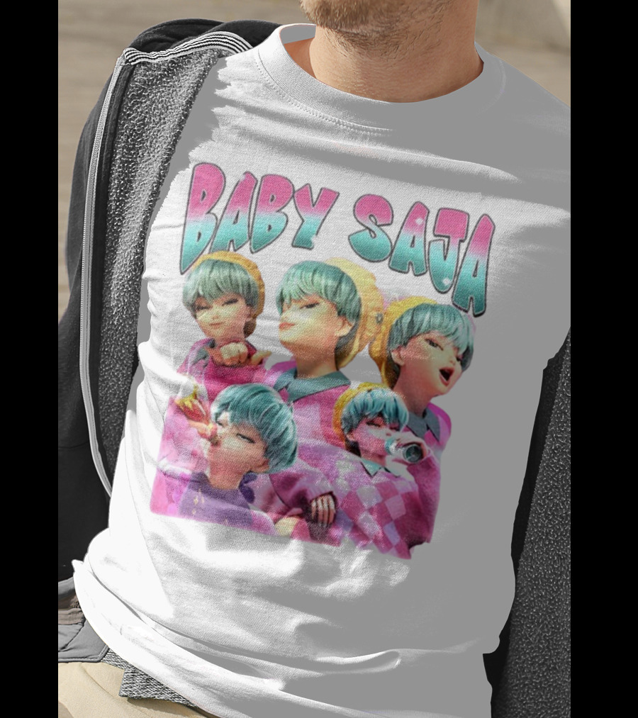 Baby Saja Drinking Soda Cool Anime Character Theme T-Shirt