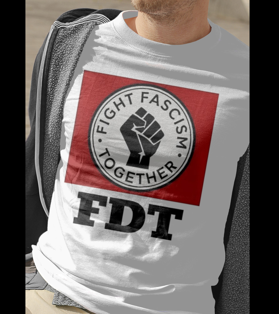 Fight Fascism Together Fist Symbol Red Background T-Shirt