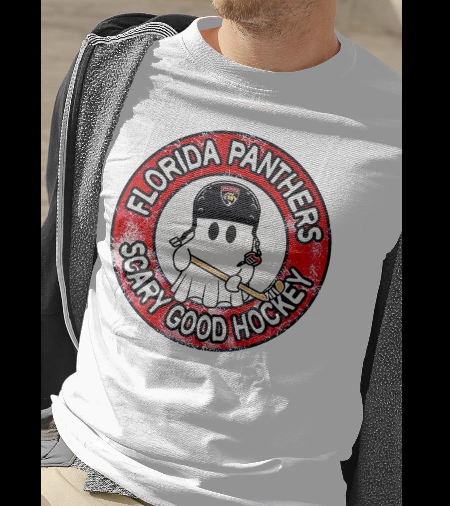Florida Panthers Scary Good Hockey Ghost With Stick And Helmet T-Shirt