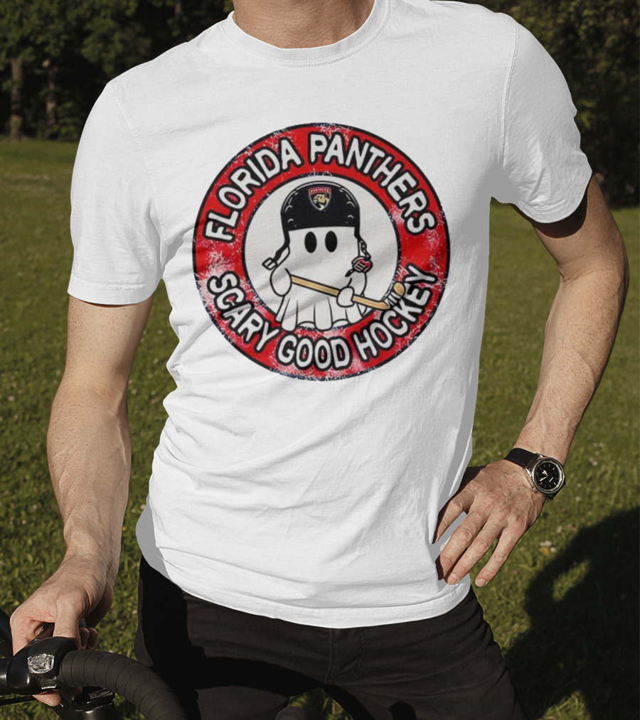 Florida Panthers Scary Good Hockey Ghost With Stick And Helmet T-Shirt
